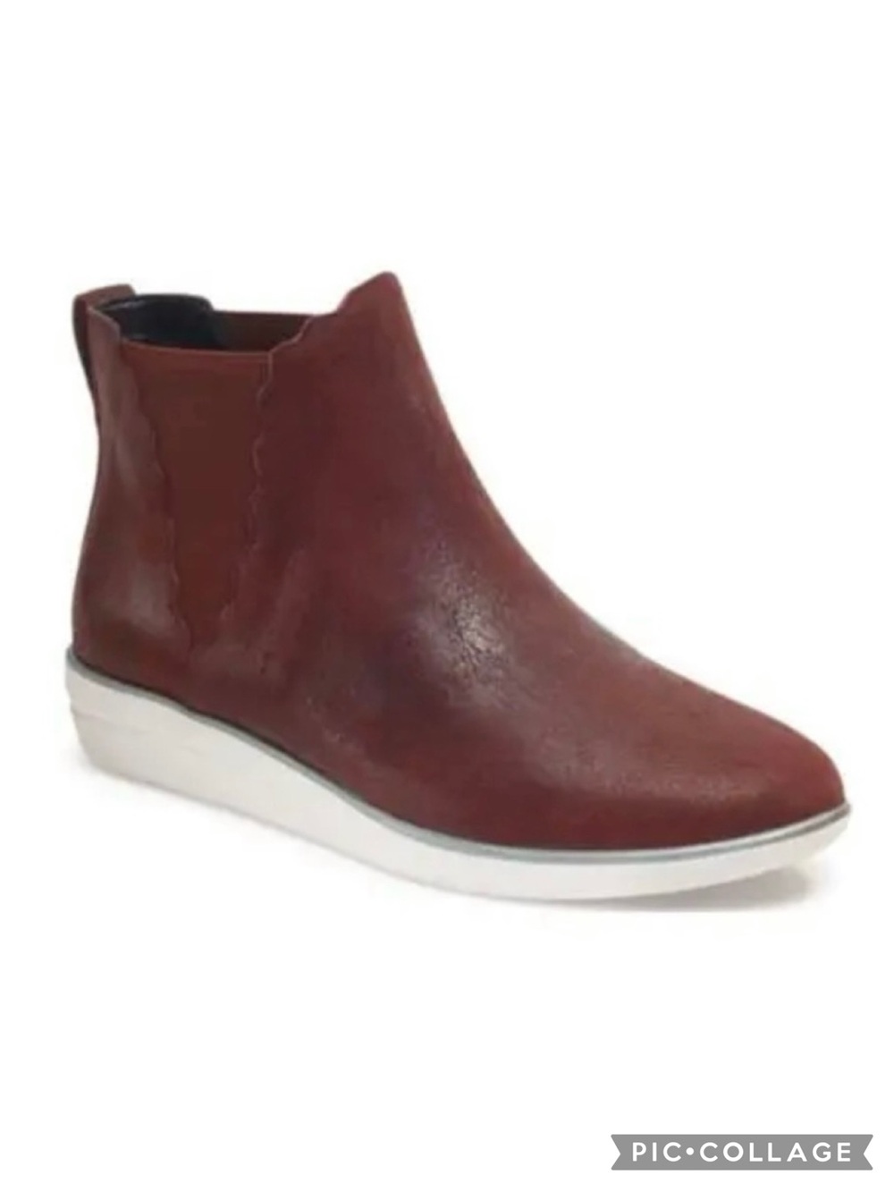 Aetrex Alanna Booties Ankle Burgundy Cushion Leather EU 38 Casual Pullon Foam